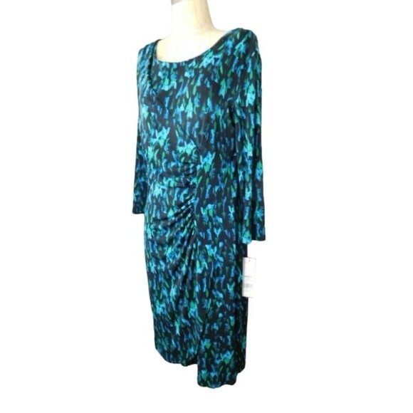 Dana Buchman Size M Medium Slinky STRETCH Print Dress NWT $66 - Picture 2 of 2